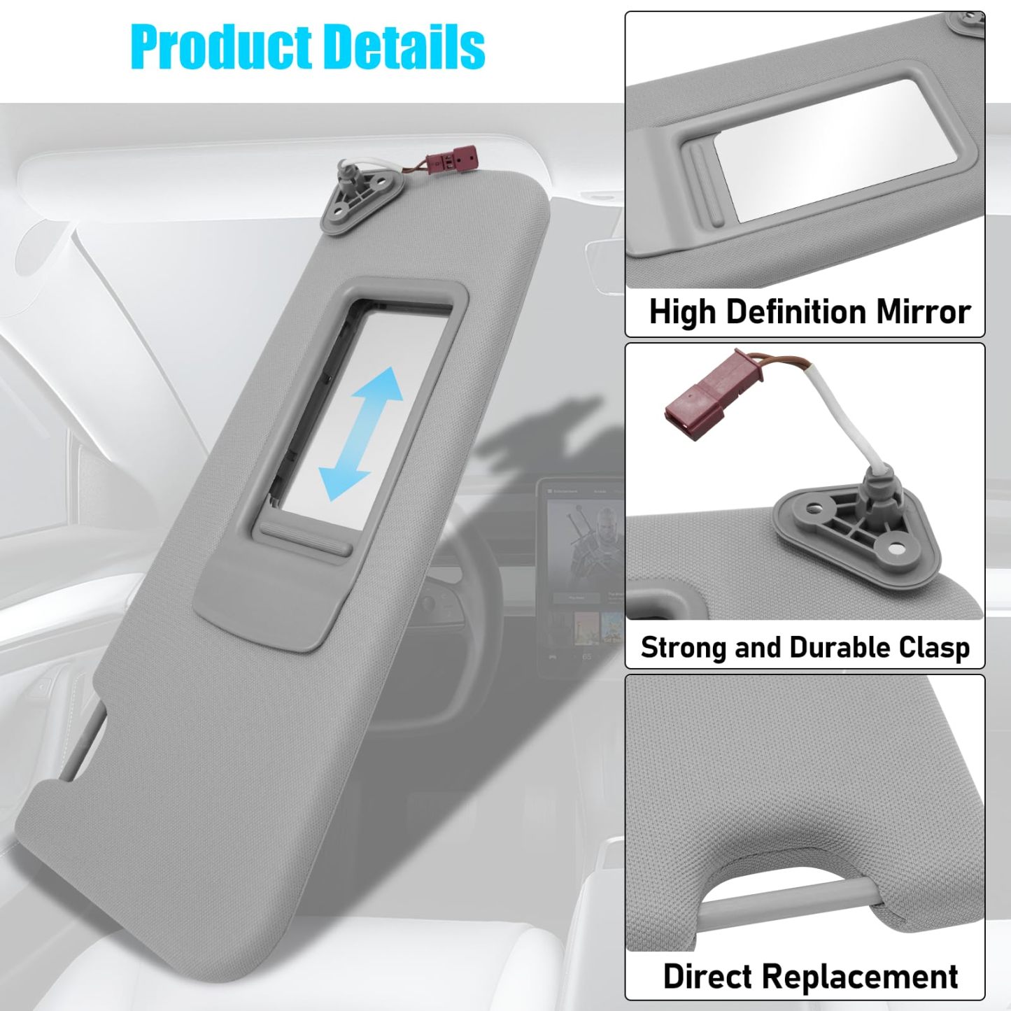 BMW 3 Series/X1 Right Passenger Side Sun Visor with Mirror (E90/E91/E84) | Grey | YDSSTORE