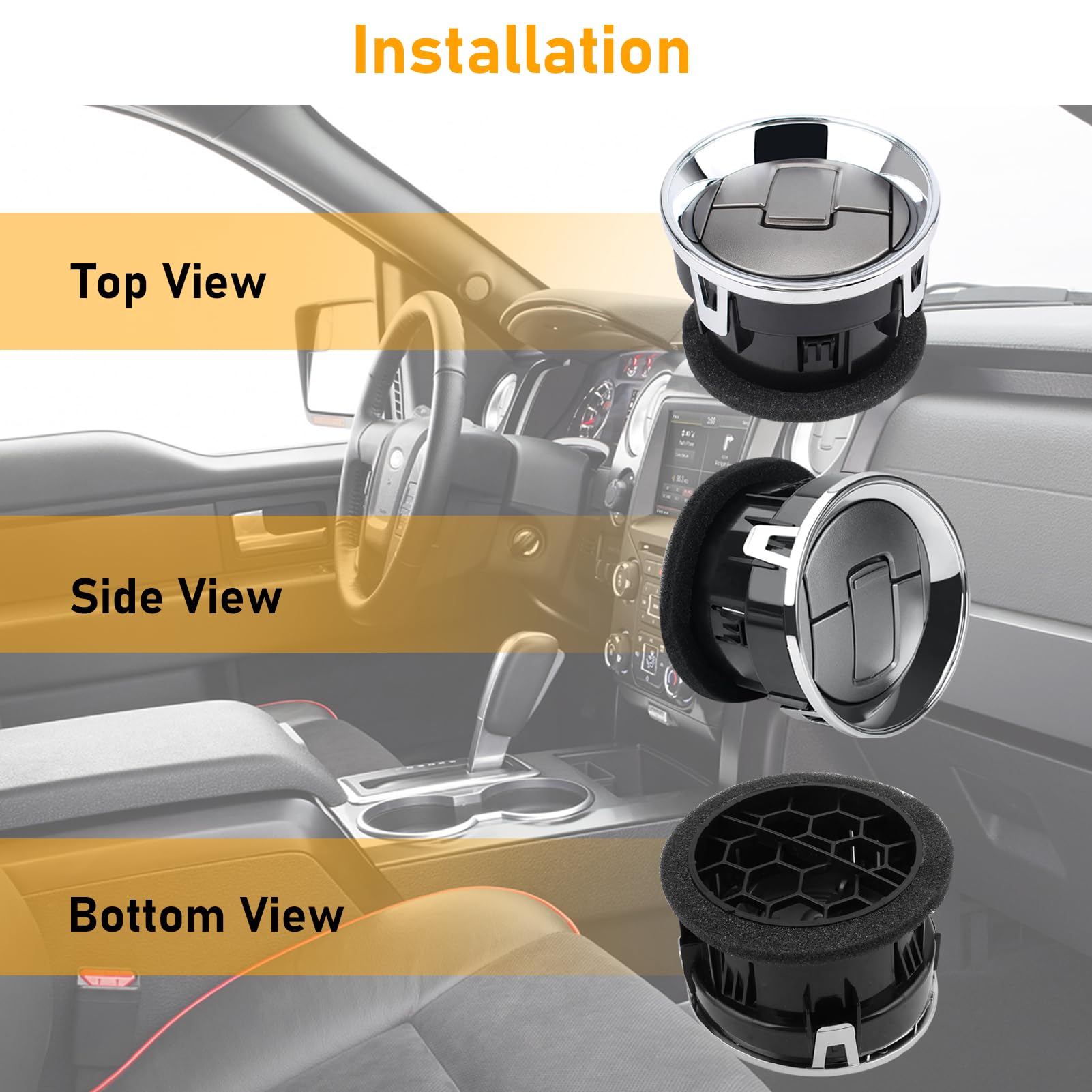 2009-2014 Ford F150 Dash Air Vents. Chrome & Medium Grey. 4PCS| YDSSTORE