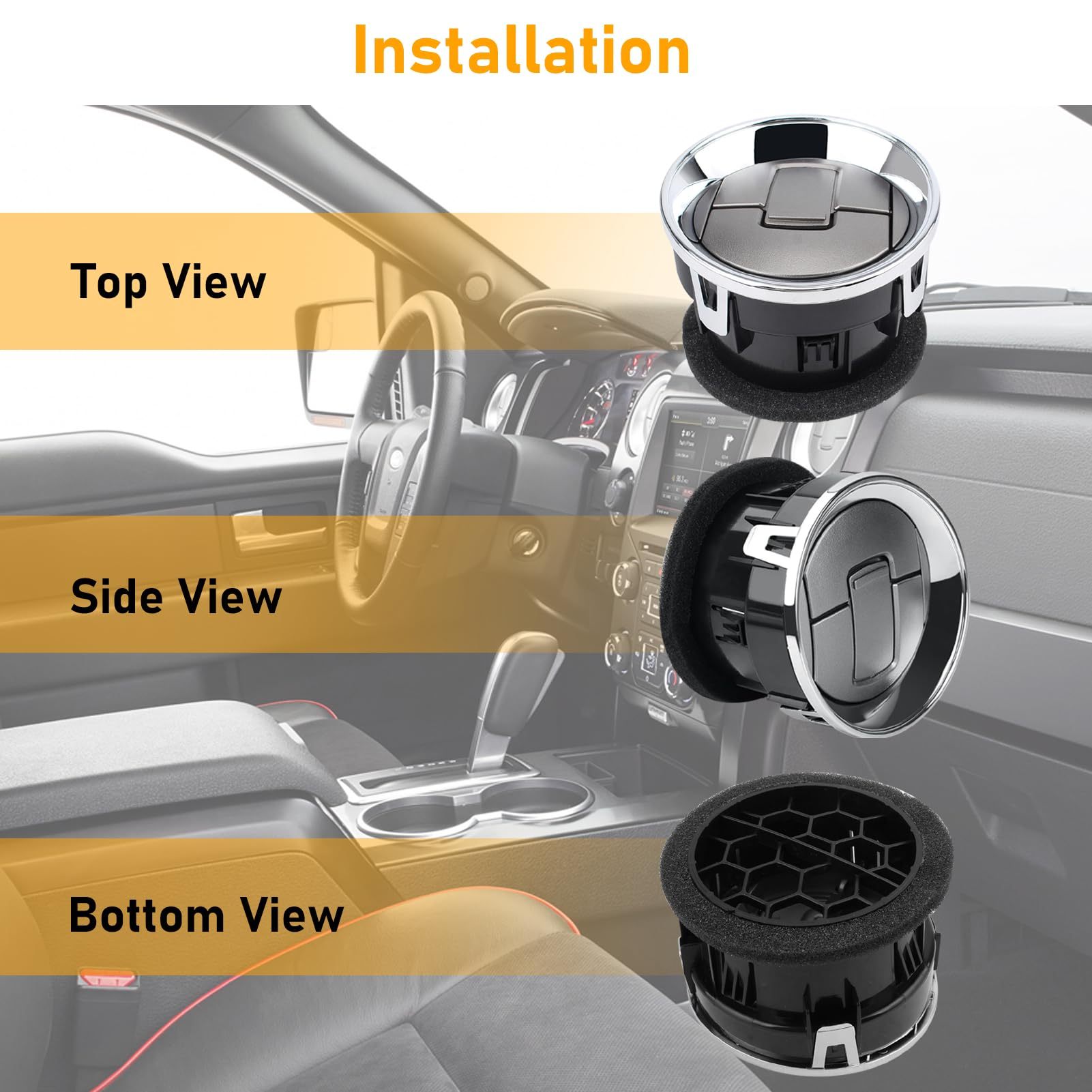 2009-2014 Ford F150 Dash Air Vents. Chrome & Medium Grey. 4PCS| YDSSTORE