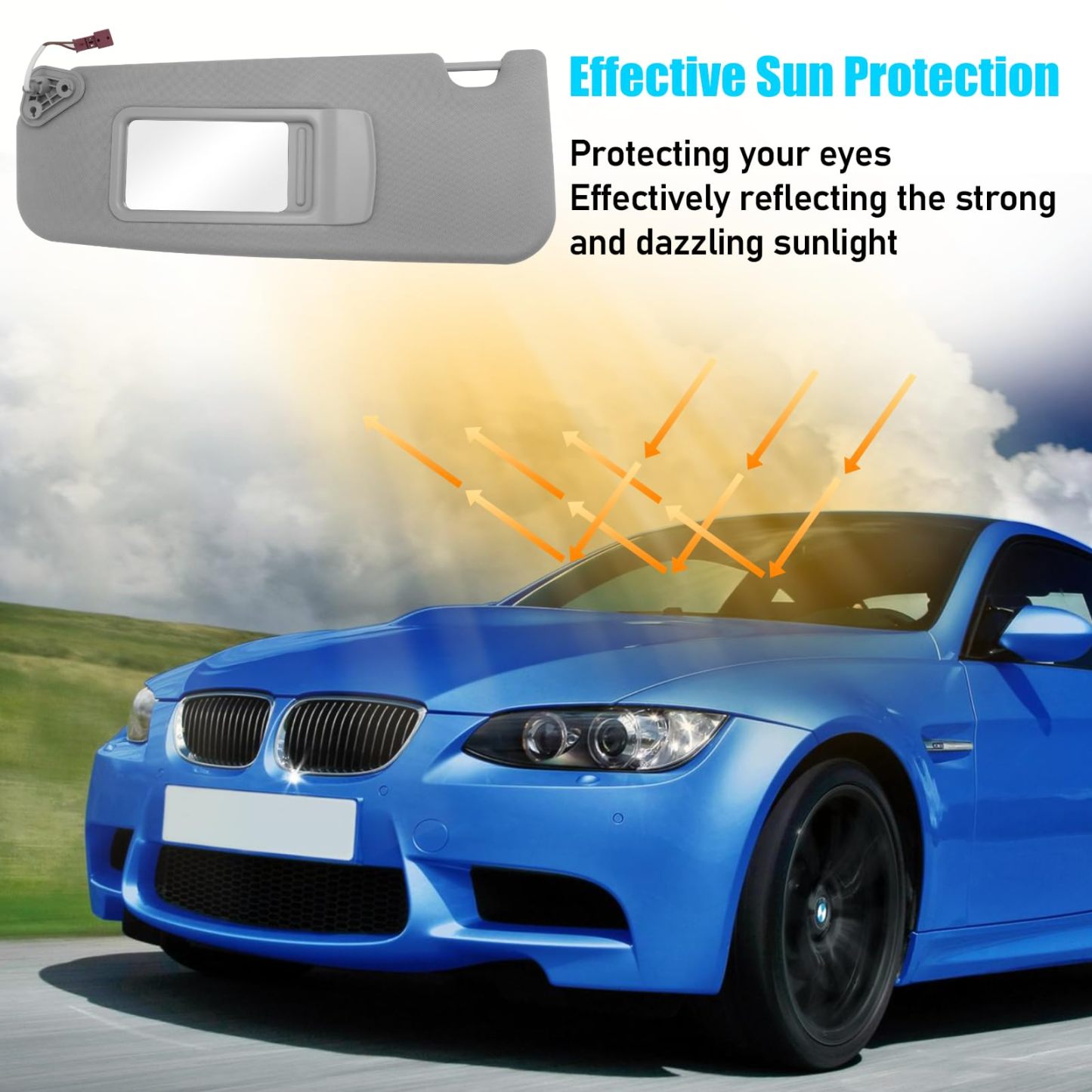 BMW 3 Series/X1 Sun Visor Replacement (E90/E91/E84) | Left Driver Side with Mirror | Grey | YDSSTORE