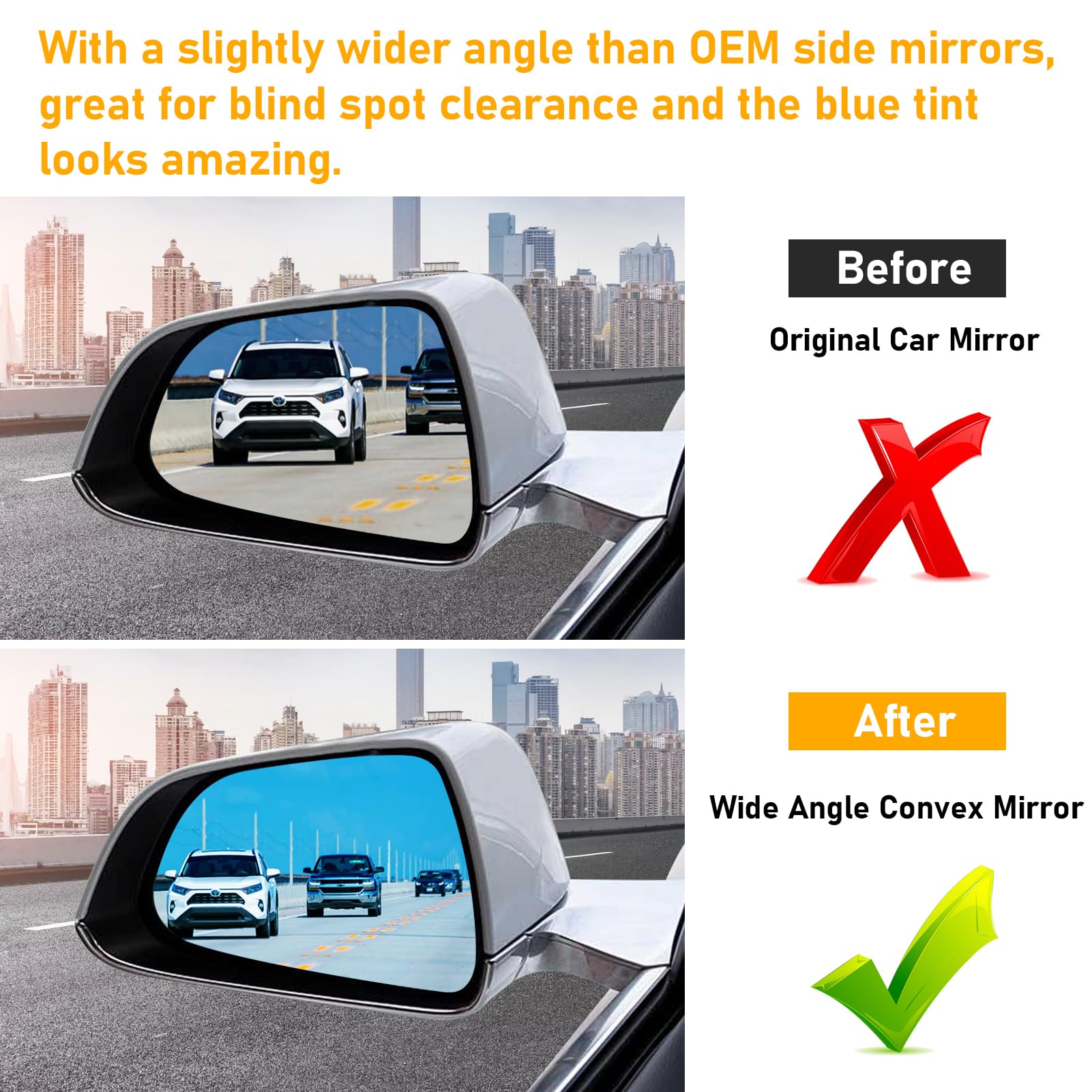 Tesla Model 3 Side Mirror Glass Replacement 2017-2023.LH & RH. 1 Pair | YDSSTORE