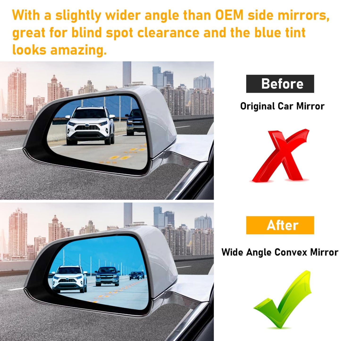 Tesla Model 3 Side Mirror Glass Replacement 2017-2023.LH & RH. 1 Pair | YDSSTORE