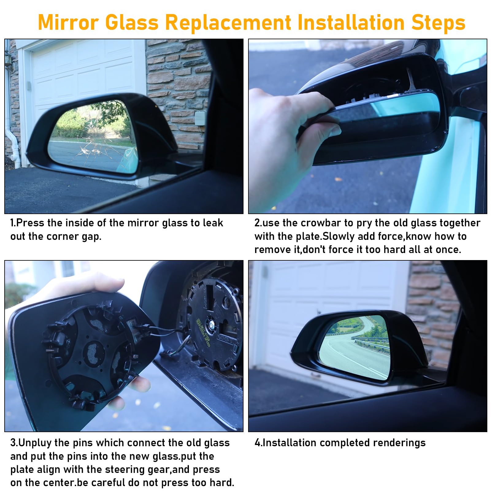 Tesla Model 3 Side Mirror Glass Replacement 2017-2023.LH & RH. 1 Pair | YDSSTORE
