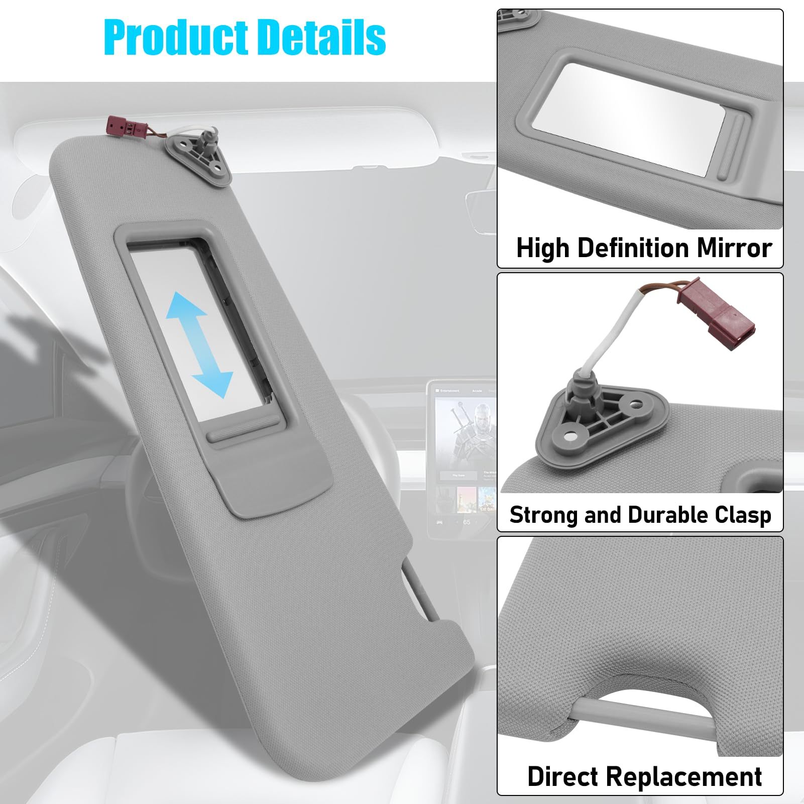 BMW 3 Series/X1 Sun Visor Replacement (E90/E91/E84) | Left Driver Side with Mirror | Grey | YDSSTORE