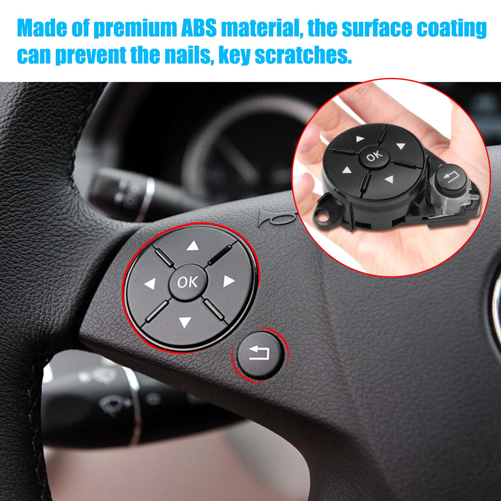 Mercedes Benz Steering Wheel Button Cover for C Class W204 (2007-2010).Black | YDSSTORE