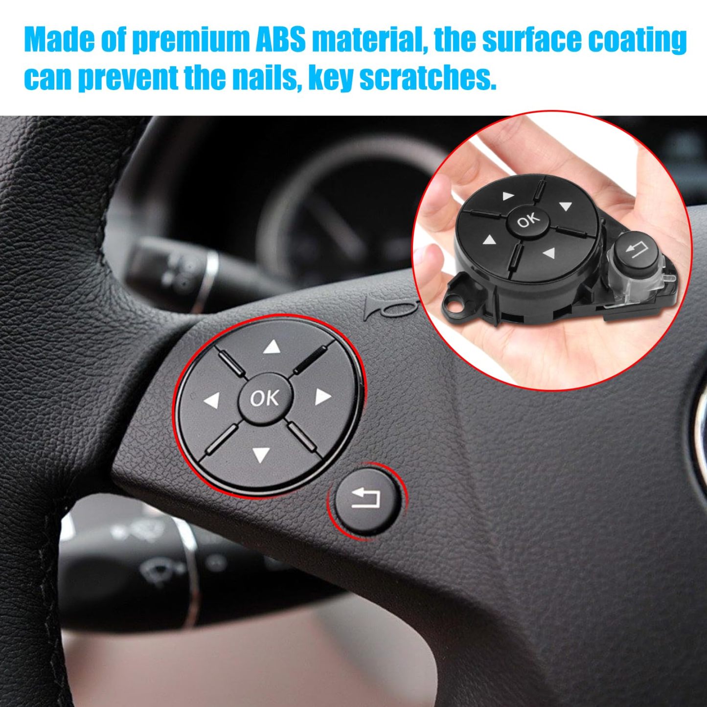 Mercedes Benz Steering Wheel Button Cover for C Class W204 (2007-2010).Black | YDSSTORE