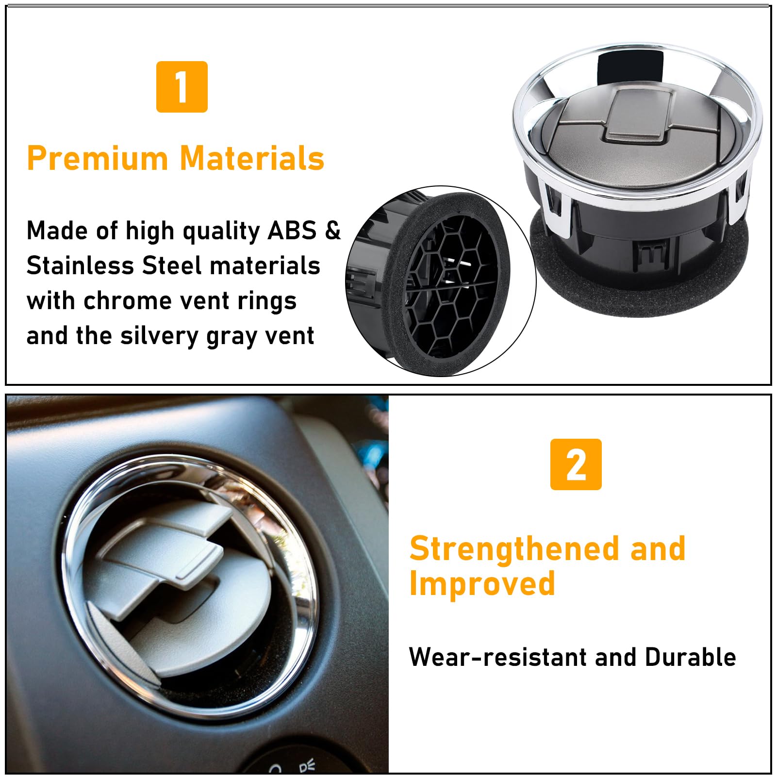 2009-2014 Ford F150 Dash Air Vents. Chrome & Medium Grey. 4PCS| YDSSTORE