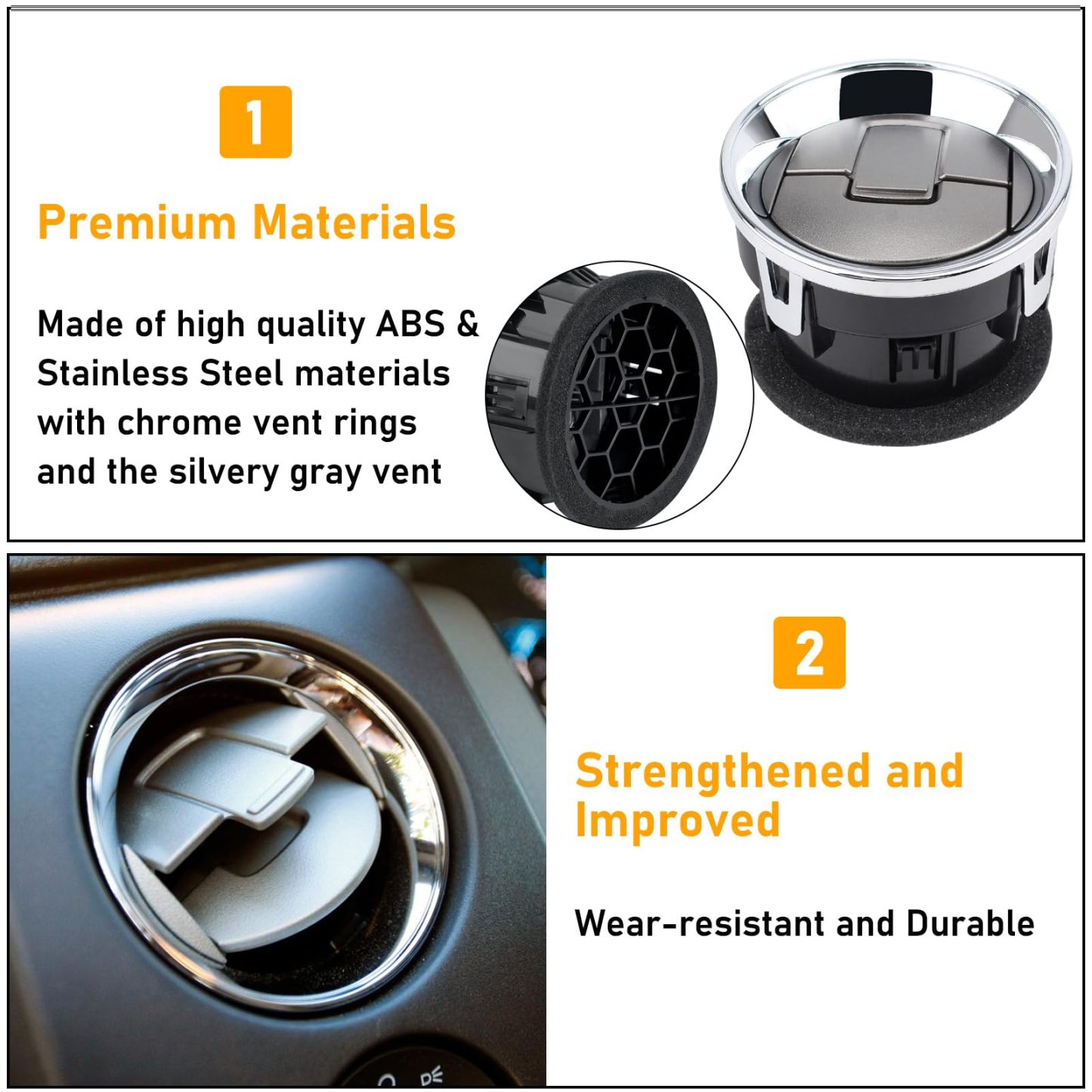 2009-2014 Ford F150 Dash Air Vents. Chrome & Medium Grey. 4PCS| YDSSTORE