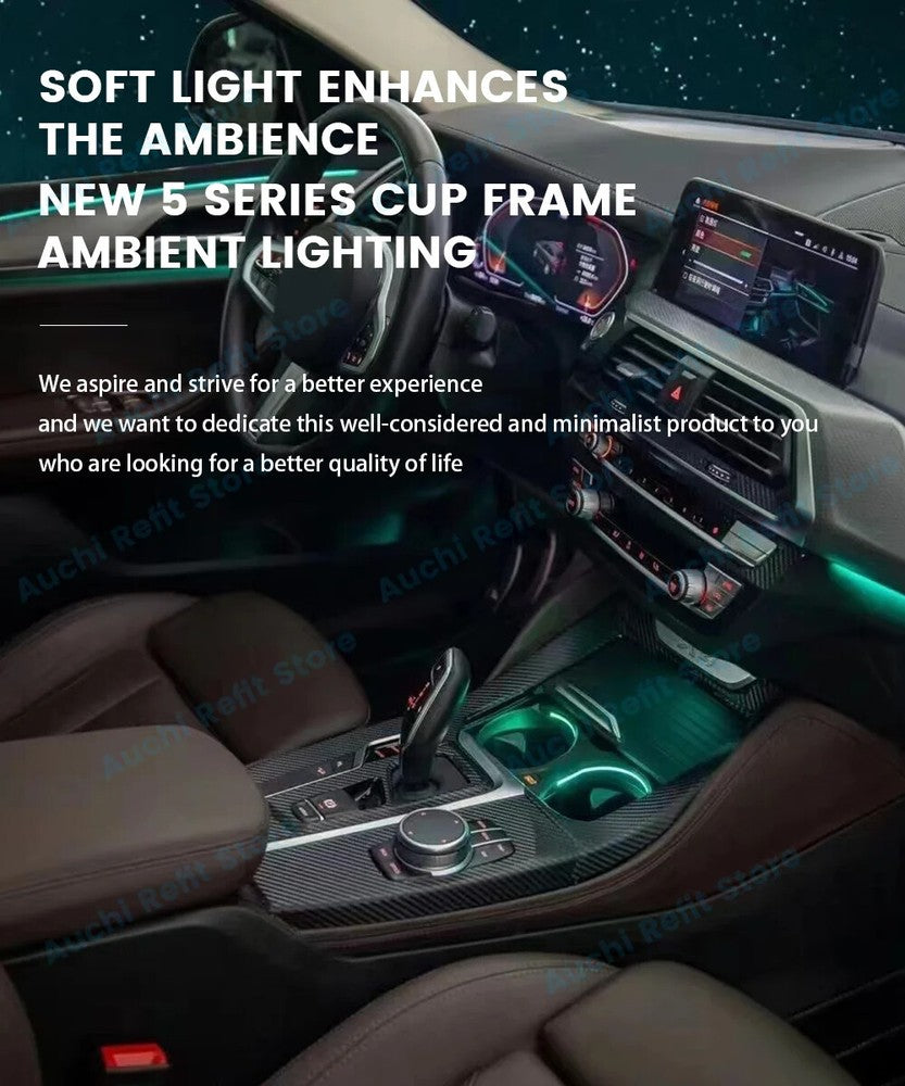 11 Colours LED Cup Holder Light for BMW 5 Series G30 G32 6GT (2018-2023) – Car Water Cup Ambient Lights Decorative Lamp Refit Parts-autoydsstore