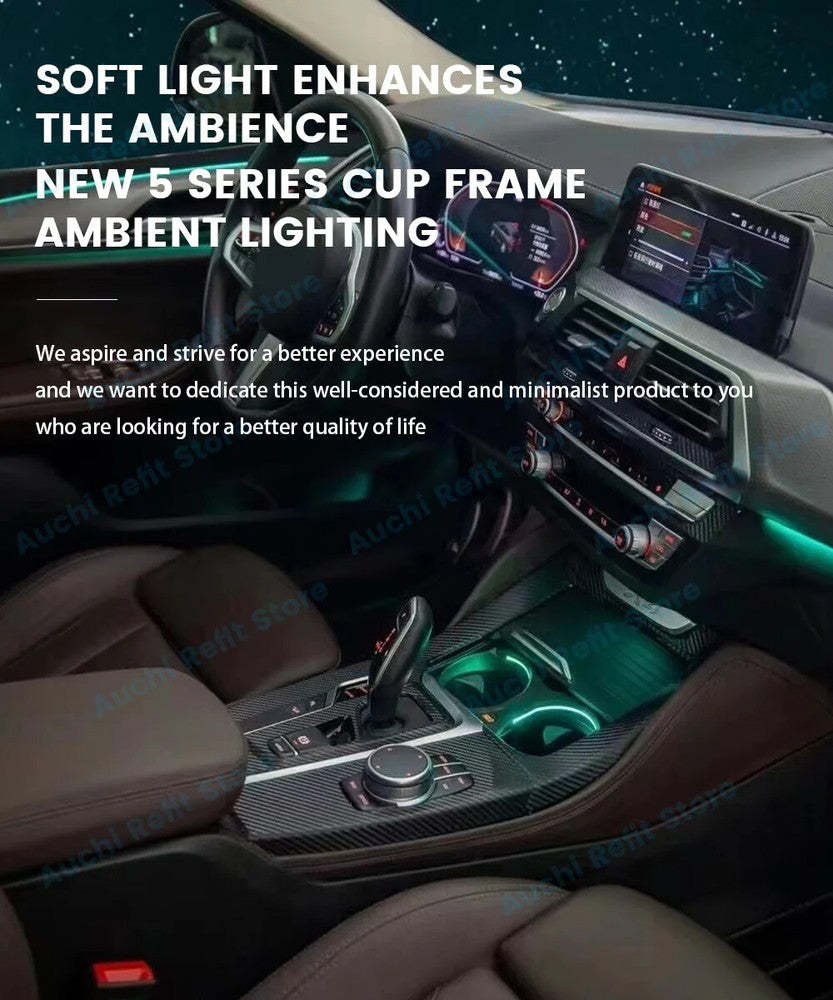 11 Colours LED Cup Holder Light for BMW 5 Series G30 G32 6GT (2018-2023) – Car Water Cup Ambient Lights Decorative Lamp Refit Parts-autoydsstore