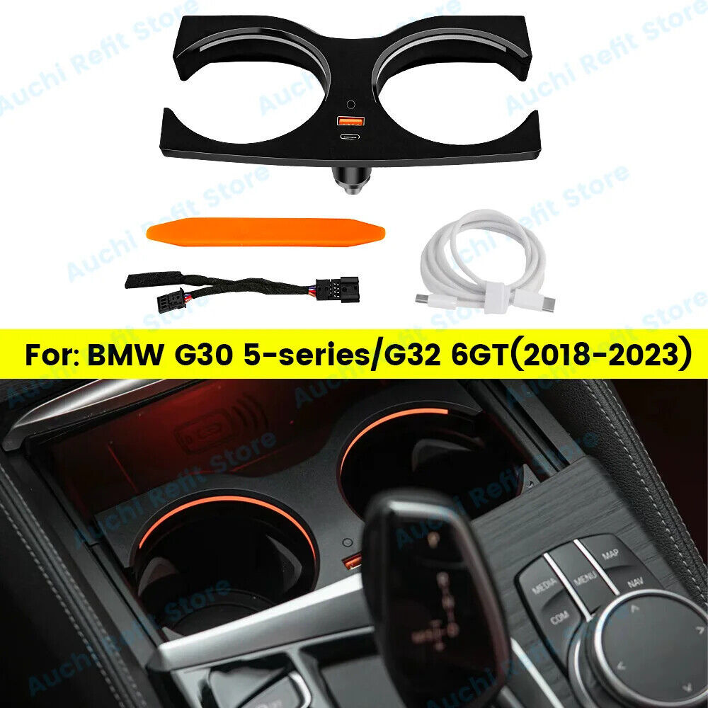 11 Colours LED Cup Holder Light for BMW 5 Series G30 G32 6GT (2018-2023) – Car Water Cup Ambient Lights Decorative Lamp Refit Parts-autoydsstore
