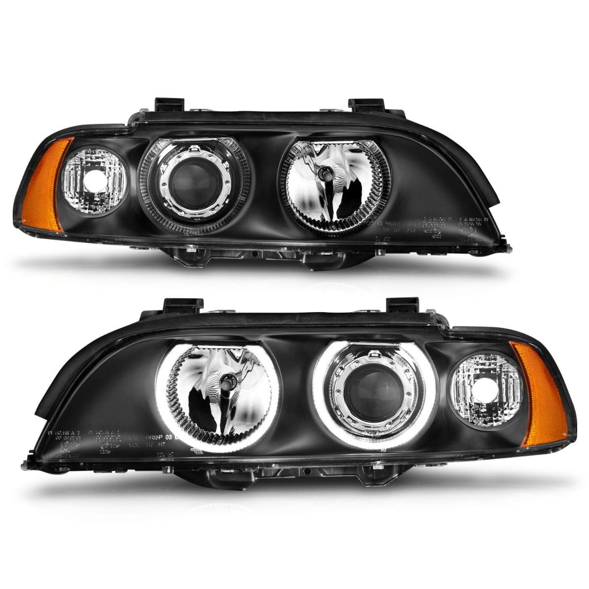YDSSTORE 1997-2001 BMW 5 Series Projector Headlights w/ Halo Black