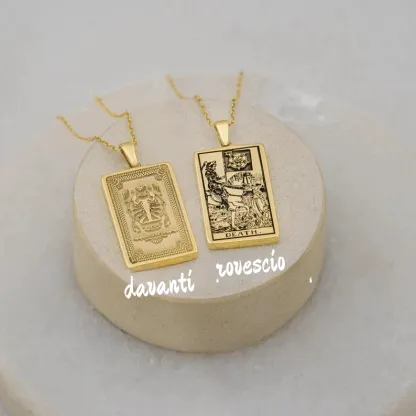 Collana zodiacale con carta dei tarocchi della morte dello Scorpione a doppia faccia - Ciondolo Boho sofisticato - Gioielli astrologici - Miglior regalo
