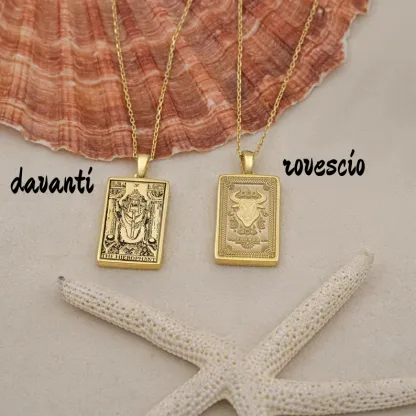 Collana dei tarocchi dello zodiaco Toro Sacerdote Reversibile squisito ciondolo zodiacale - Gioielli astrologici - Regali squisiti (Unisex)
