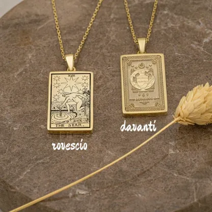 Collana con dodici carte dei tarocchi dello zodiaco, stella dell'Acquario a doppia faccia - ciondolo costellazione squisito - gioielli astrologici - regalo squisito (adatto a uomini e donne)