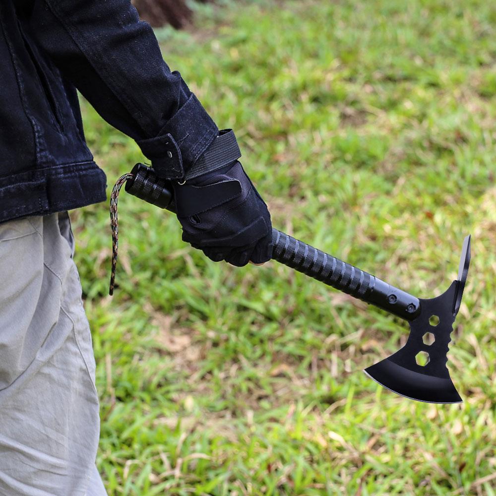 Machado de acampamento de sobrevivência LIANTRAL, machado tático dobrável com martelo, bainha de nylon para aventuras ao ar livre, preto