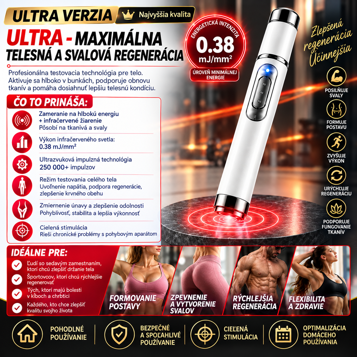 🔥Systém na tvarovanie tela pomocou ultrazvukových rázových vĺn (ULTRASONIC SHOCK WAVE BODY REMODELING SYSTEM™) – Zväčšuje objem pŕs a nadvihuje zadok. Podporuje rast svalov. Zlepšuje krvný obeh. Zmierňuje bolesť.