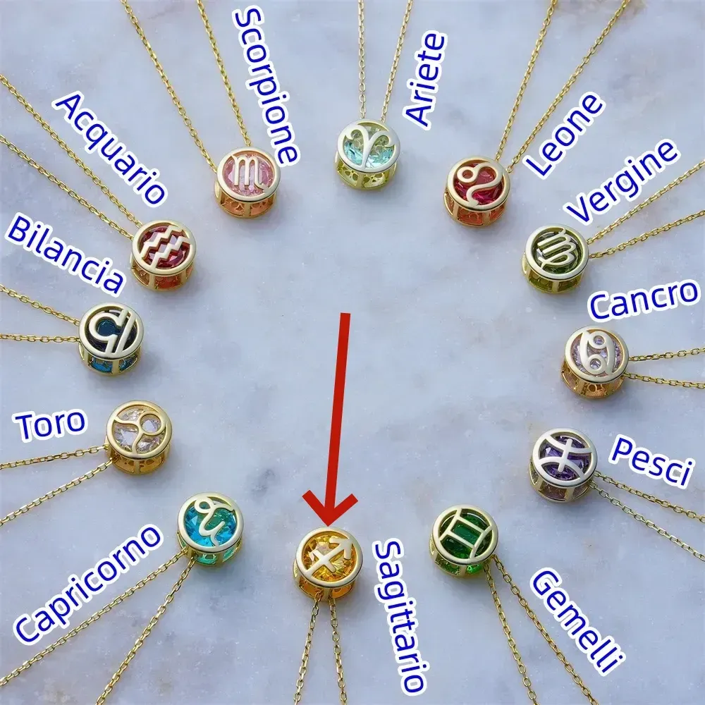 🌟🌈 Esclusiva collana dello zodiaco in oro 18k con pietra portafortuna unica✨🎁 (unisex)