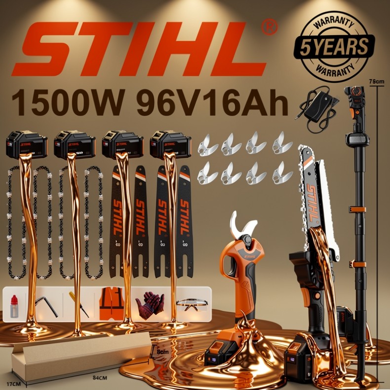 Bezkefová motorová píla STIHL 15000W 4 v 1 (s elektrickými záhradníckymi nožnicami a predĺžením)