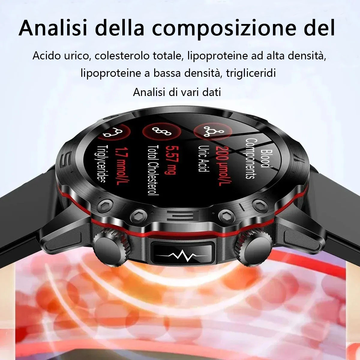 Orologio per la terapia laser Philips. Analisi della glicemia e dell'acido urico, ecc.