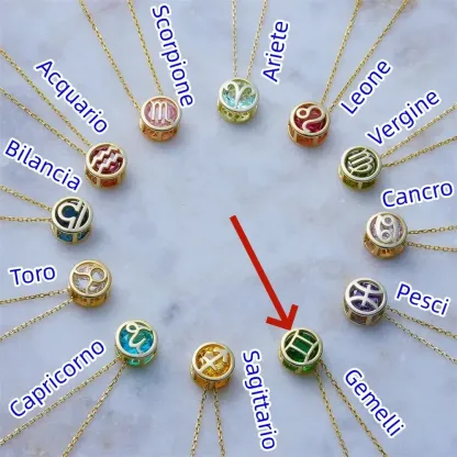 🌟🌈 Esclusiva collana dello zodiaco in oro 18k con pietra portafortuna unica✨🎁 (unisex)