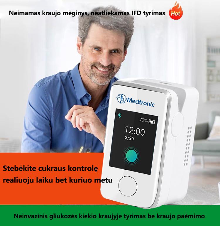 Pirmasis nešiojamasis neinvazinis „Medtronic“ gliukozės monitorius (jūsų asmeninis gydytojas)