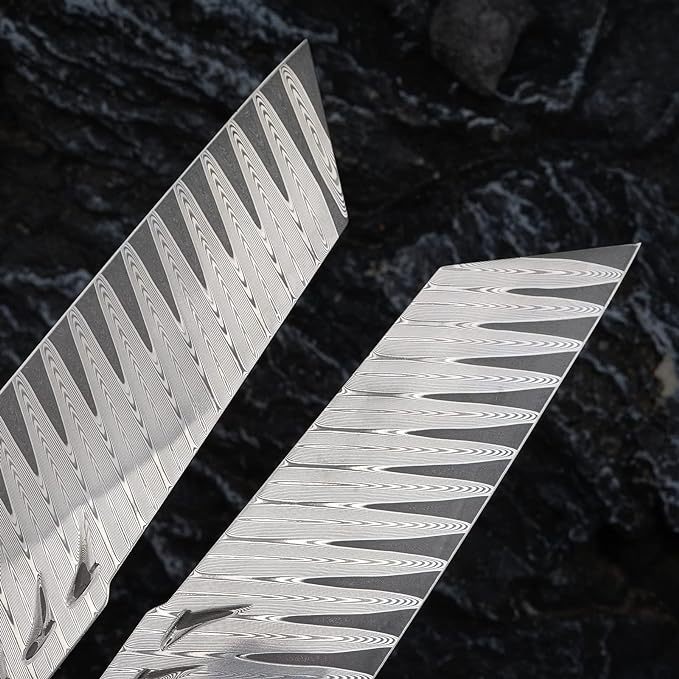 [Conjunto de 3 peças] Faca de chef artesanal em aço Damasco com bainha