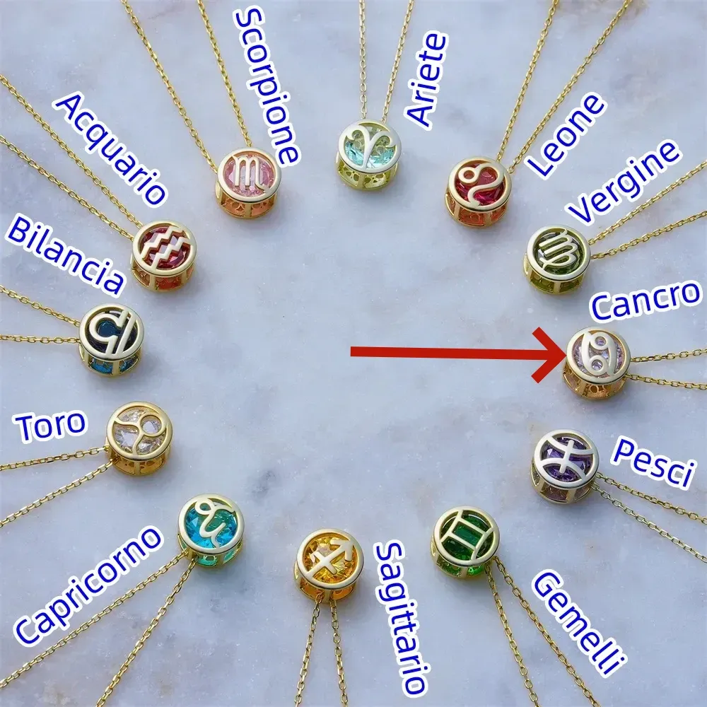 🌟🌈 Esclusiva collana dello zodiaco in oro 18k con pietra portafortuna unica✨🎁 (unisex)