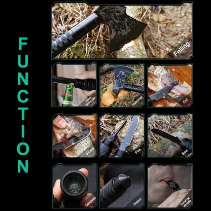 Machado de acampamento de sobrevivência LIANTRAL, machado tático dobrável com martelo, bainha de nylon para aventuras ao ar livre, preto