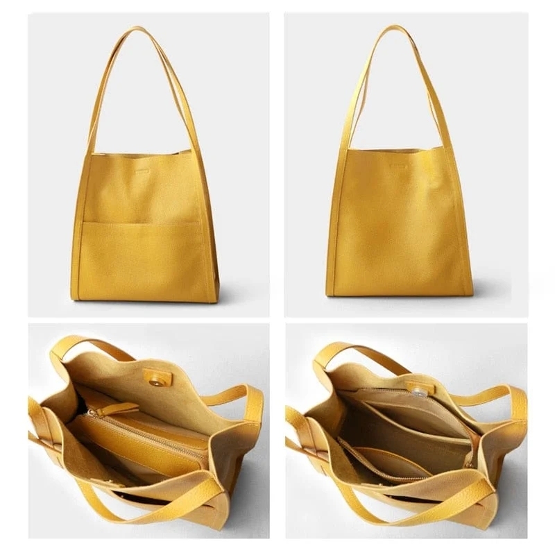 JEDNOSTAVNA JEDNOBOJNA TORBA ZA RAMENA IZRAĐENA OD PRAVE KOŽE