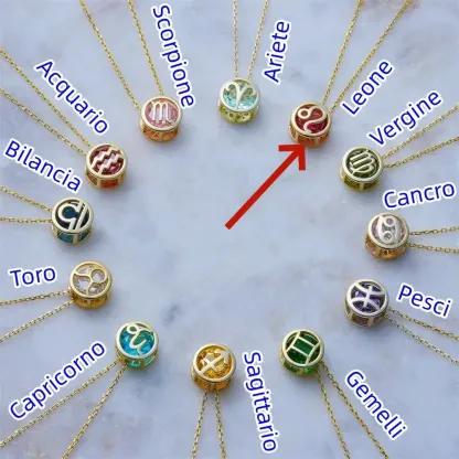 🌟🌈 Esclusiva collana dello zodiaco in oro 18k con pietra portafortuna unica✨🎁 (unisex)