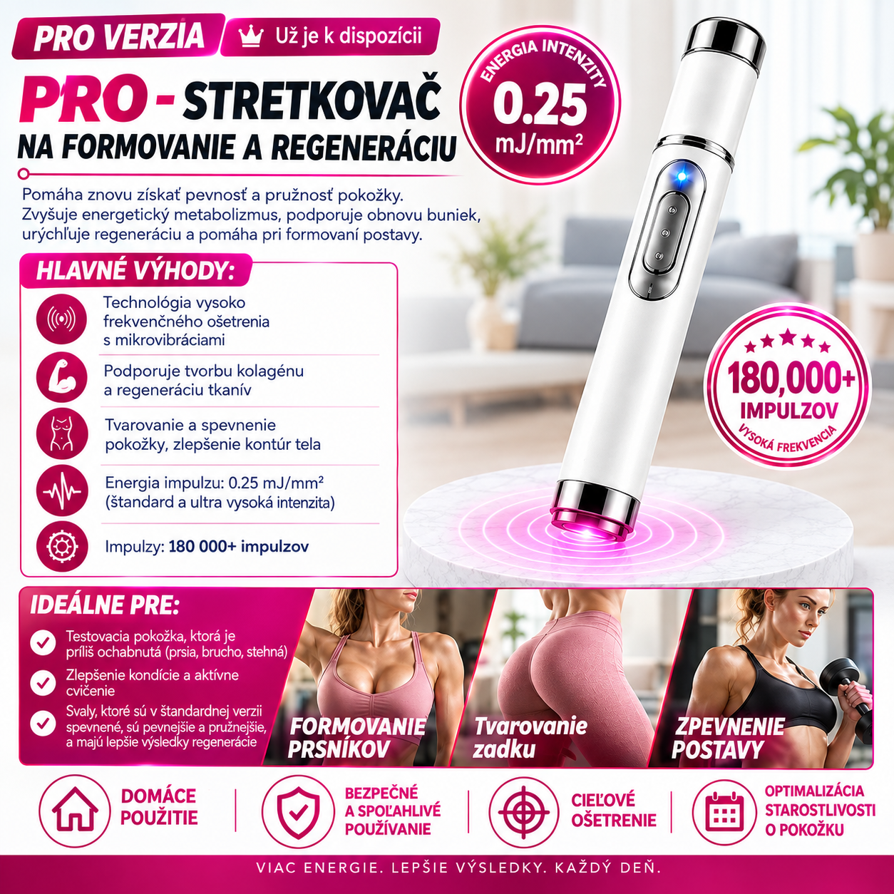 🔥Systém na tvarovanie tela pomocou ultrazvukových rázových vĺn (ULTRASONIC SHOCK WAVE BODY REMODELING SYSTEM™) – Zväčšuje objem pŕs a nadvihuje zadok. Podporuje rast svalov. Zlepšuje krvný obeh. Zmierňuje bolesť.