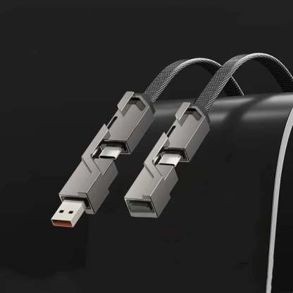 4-u-1 ravno pleteni protiv-zapetljajni punjački kabel s Velcro trakom