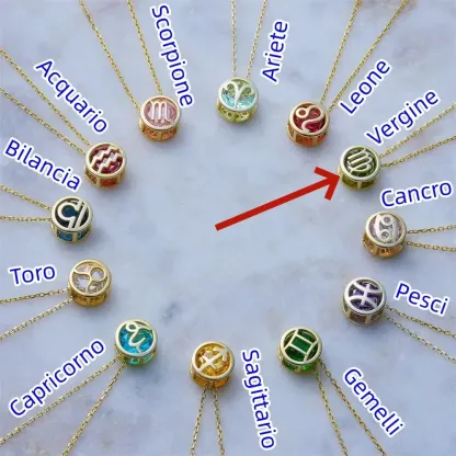 🌟🌈 Esclusiva collana dello zodiaco in oro 18k con pietra portafortuna unica✨🎁 (unisex)