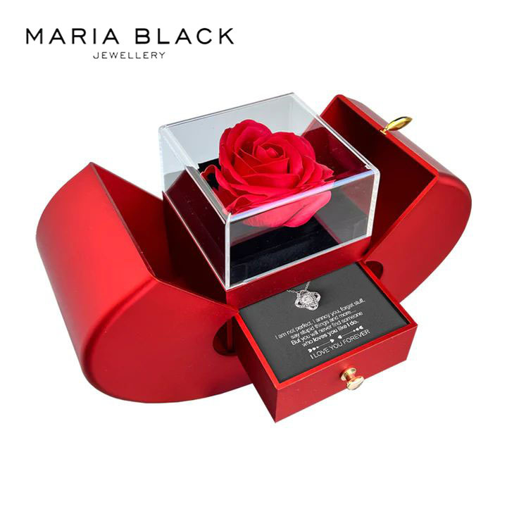 🎁 Ogrlica od bijelog zlata - prava ruža - najbolji poklon za djevojku, ljubavnicu, majku