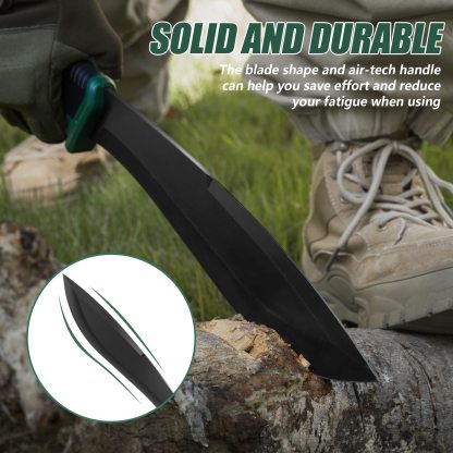 FLISSA Machete, 11-Inch Fixed Blade Camping Knife, Patented Shock-Absorbing Air Technology Handle, Ideal for Gardening, Forestry, and Outdoors, Includes Molded Sheath