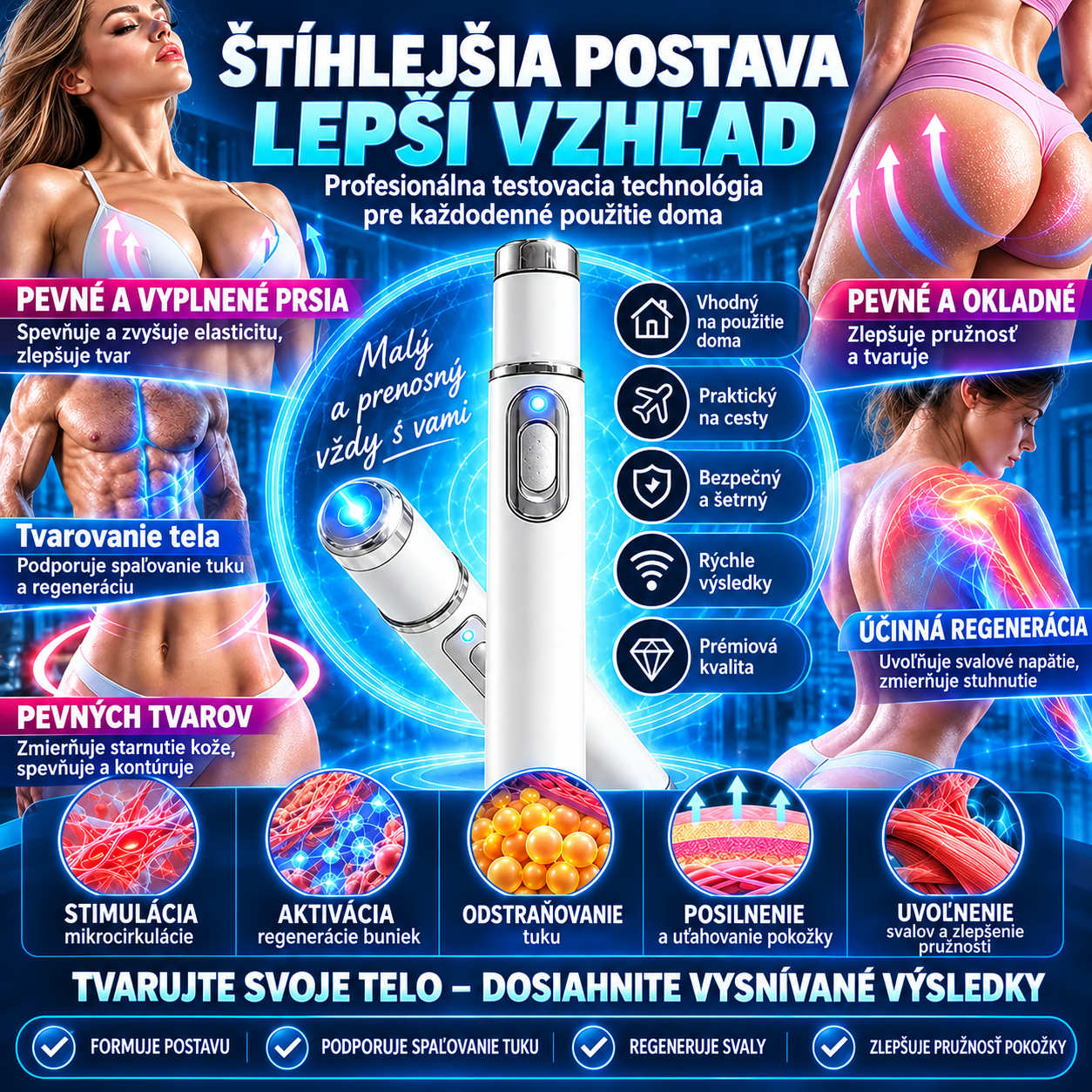 🔥Systém na tvarovanie tela pomocou ultrazvukových rázových vĺn (ULTRASONIC SHOCK WAVE BODY REMODELING SYSTEM™) – Zväčšuje objem pŕs a nadvihuje zadok. Podporuje rast svalov. Zlepšuje krvný obeh. Zmierňuje bolesť.