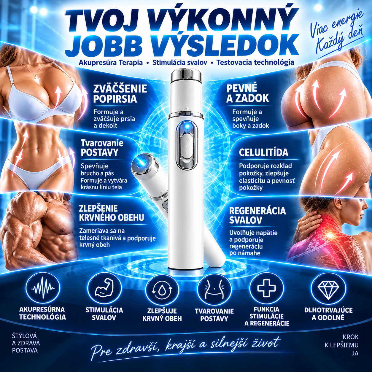 🔥Systém na tvarovanie tela pomocou ultrazvukových rázových vĺn (ULTRASONIC SHOCK WAVE BODY REMODELING SYSTEM™) – Zväčšuje objem pŕs a nadvihuje zadok. Podporuje rast svalov. Zlepšuje krvný obeh. Zmierňuje bolesť.