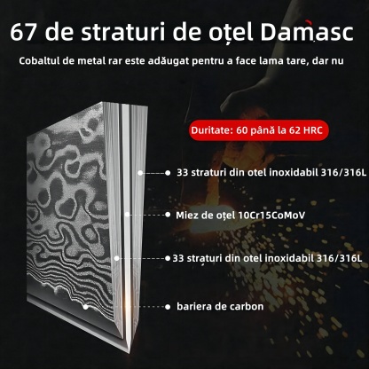 „🔪✨ Set de bucătar din oțel Damasc premium: cadoul perfect pentru pasionații cunoscuți ai bucătăriei și pasionații în aer liber! 🎁🍳"