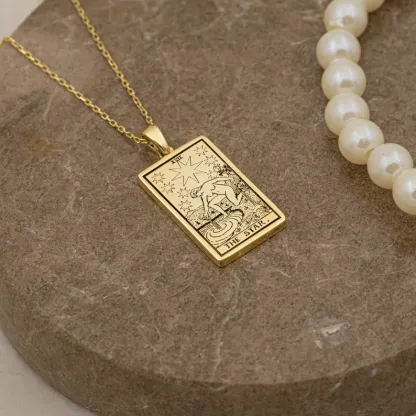 Collana con dodici carte dei tarocchi dello zodiaco, stella dell'Acquario a doppia faccia - ciondolo costellazione squisito - gioielli astrologici - regalo squisito (adatto a uomini e donne)