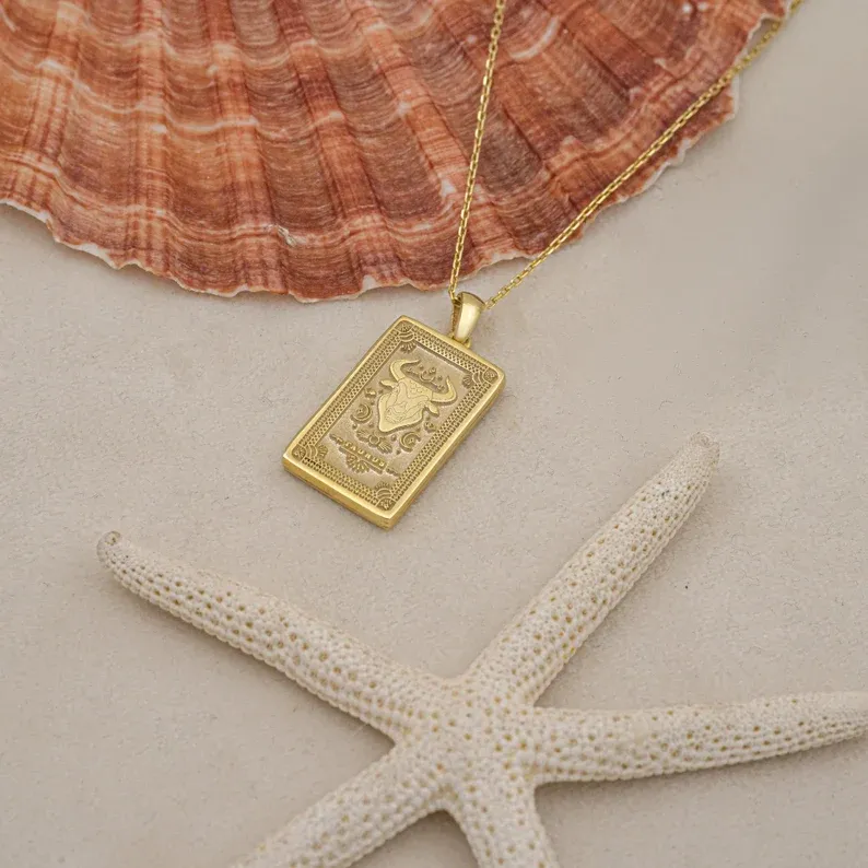 Collana dei tarocchi dello zodiaco Toro Sacerdote Reversibile squisito ciondolo zodiacale - Gioielli astrologici - Regali squisiti (Unisex)