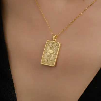 Collana con tarocchi astrologici a doppia faccia, carro del cancro, ciondolo zodiacale, gioielli astrologici, regali (unisex)