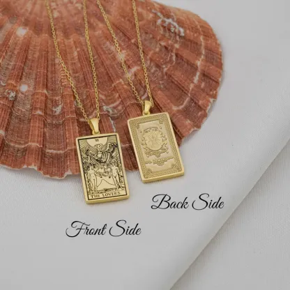 Collana di carte tarocchi astrologia a doppia faccia per coppia Gemelli - Ciondolo del segno zodiacale - Gioielli astrologici - Regalo di compleanno - Regalo per i propri cari (unisex)