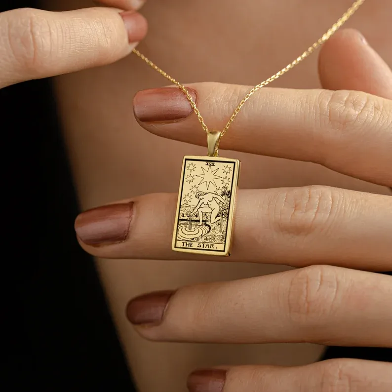 Collana con dodici carte dei tarocchi dello zodiaco, stella dell'Acquario a doppia faccia - ciondolo costellazione squisito - gioielli astrologici - regalo squisito (adatto a uomini e donne)