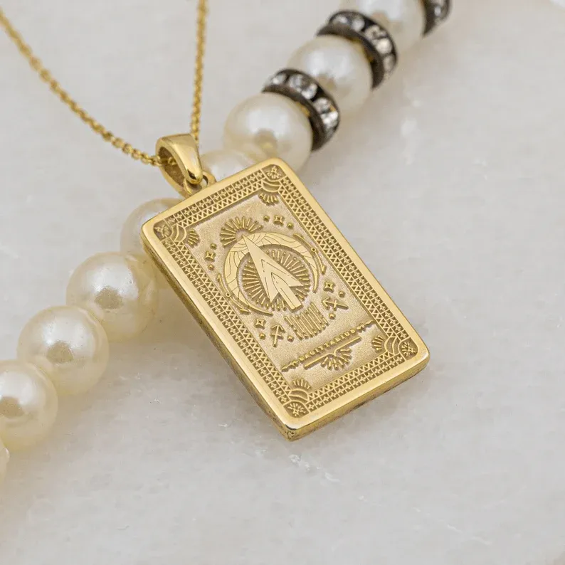 Collana con tarocchi astrologici a doppia faccia, Sagittario, Temperanza, ciondolo con segno zodiacale, gioielli astrologici, miglior regalo (unisex)