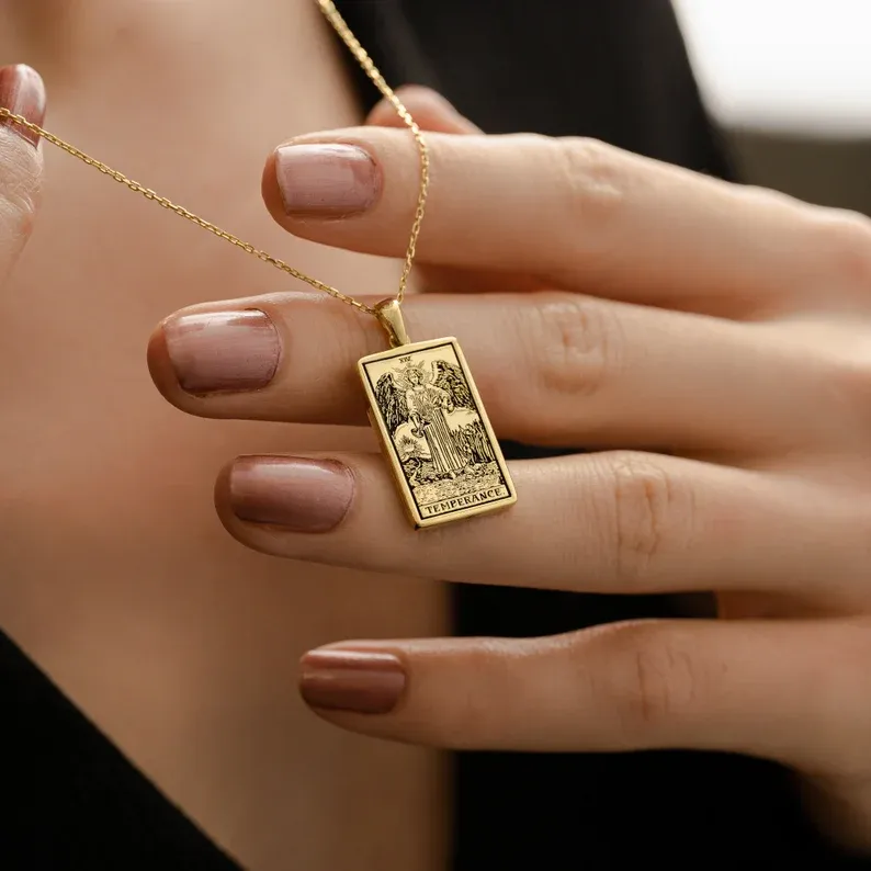 Collana con tarocchi astrologici a doppia faccia, Sagittario, Temperanza, ciondolo con segno zodiacale, gioielli astrologici, miglior regalo (unisex)