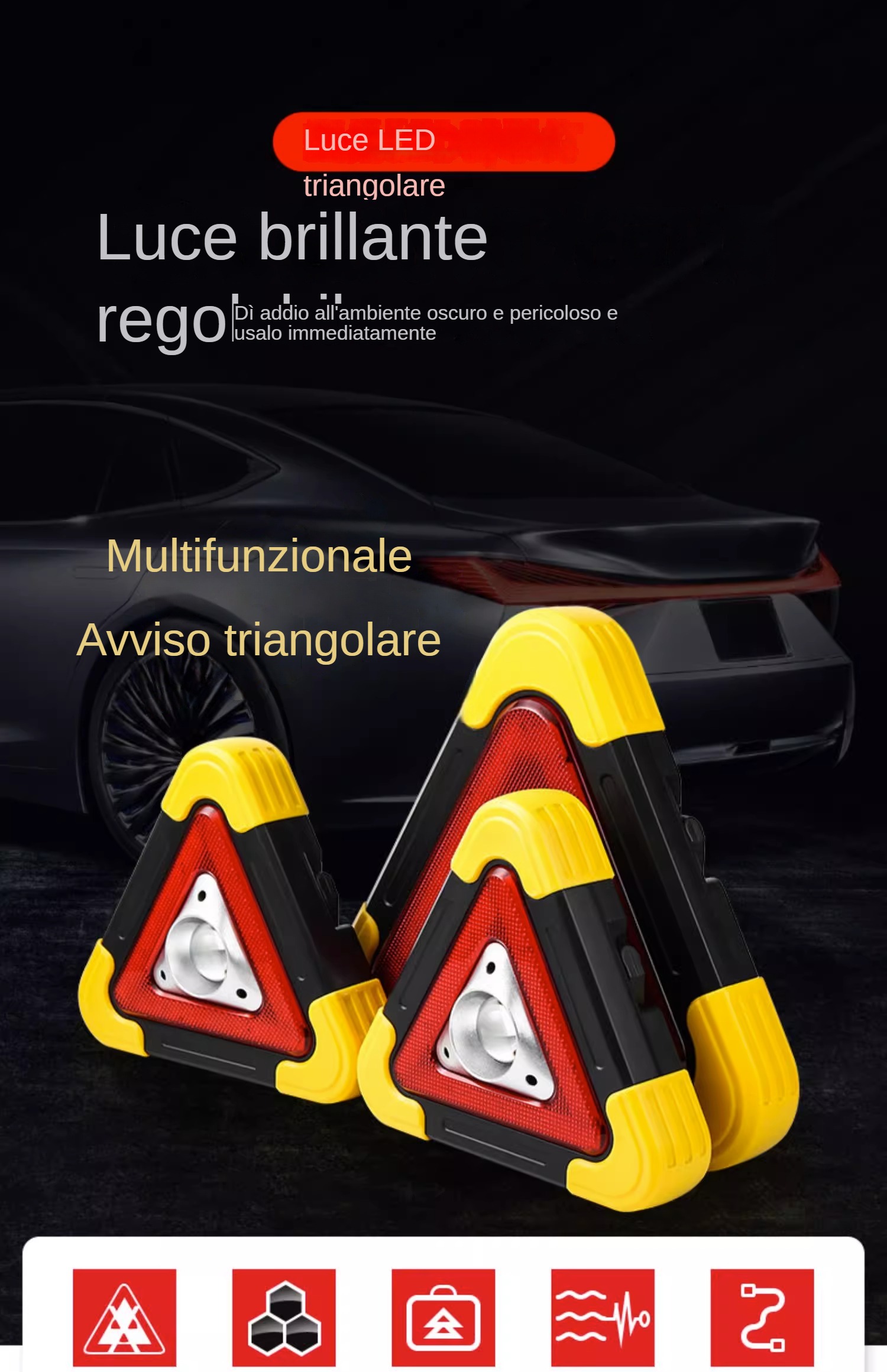 🔥 Vendita Calda 🔥 Luce d'Emergenza Triangolare Stradale 2-IN-1