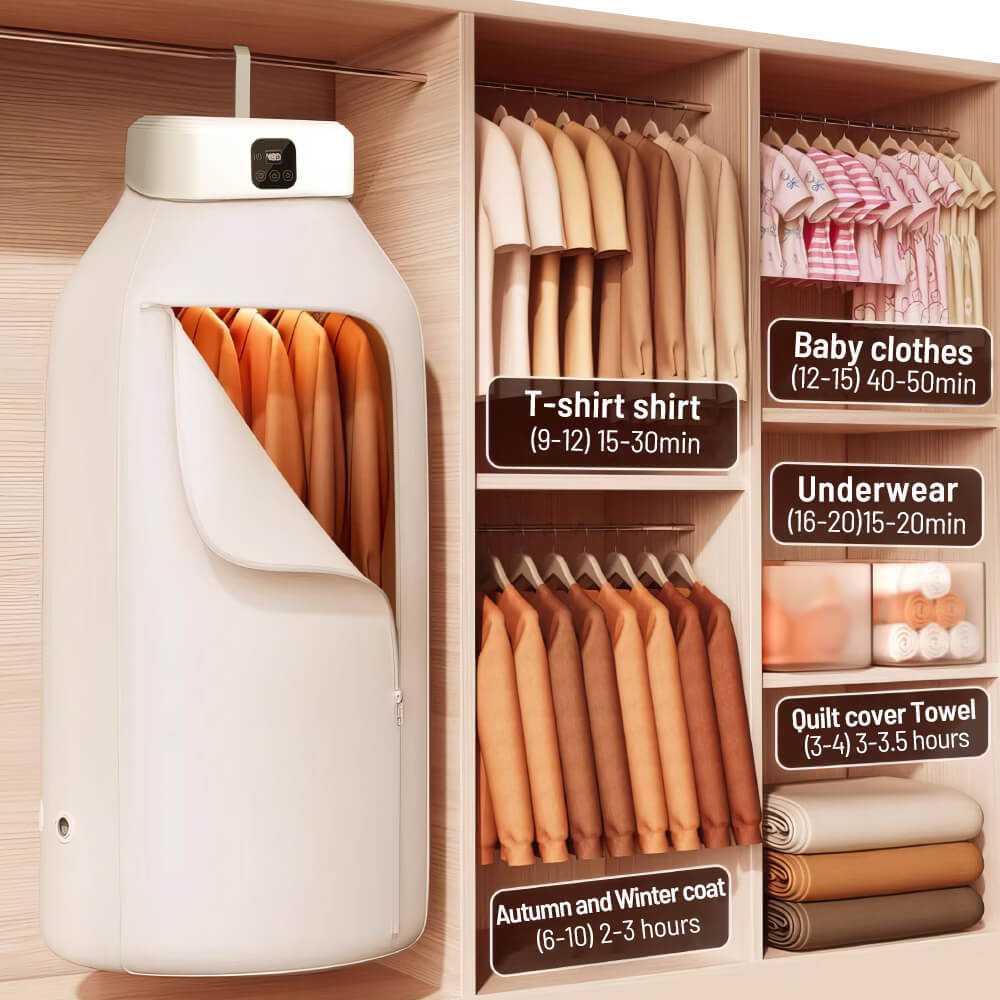 Portable Clothes Dryer Small Electric Foldable Dryer with Remote Control and Dryer Bag