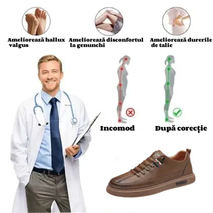 [Reducere limitată de 40%, șosete gratuite din bumbac de înaltă calitate] Pantofi ergonomici, eleganți, moi și confortabili din piele (suport pentru arcul plantar, mers mai ușor)