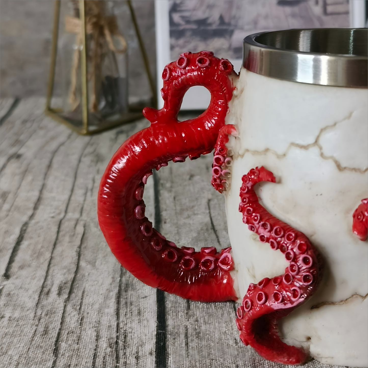 "Skull & Octopus Tentacle Coffee Mug - 14oz Ceramic Pirate Gothic Horror Mug (Dishwasher Safe) - Unique Gift for Sea Lovers & Dark Academia Fans"